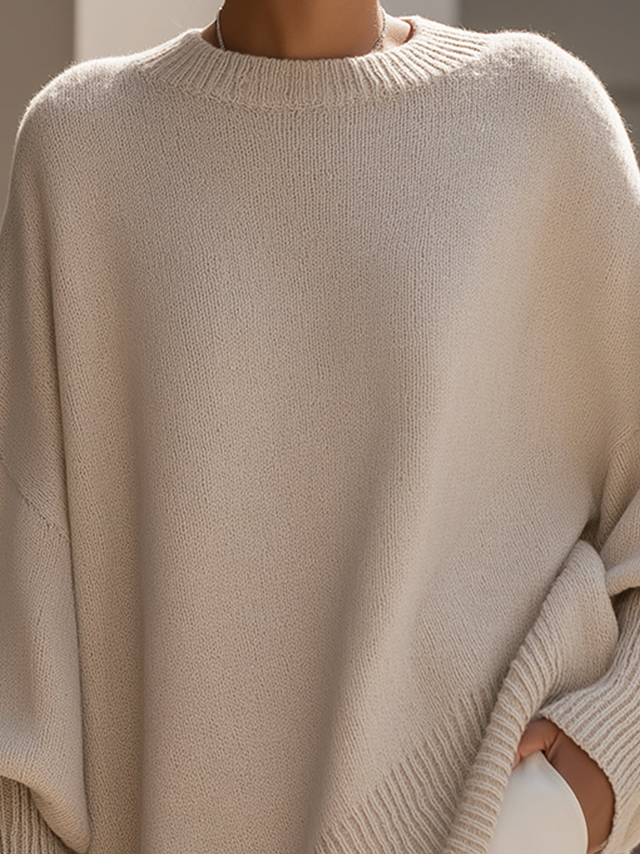 Chiara™ | Maglione Poncho Beige Morbido e Raffinato