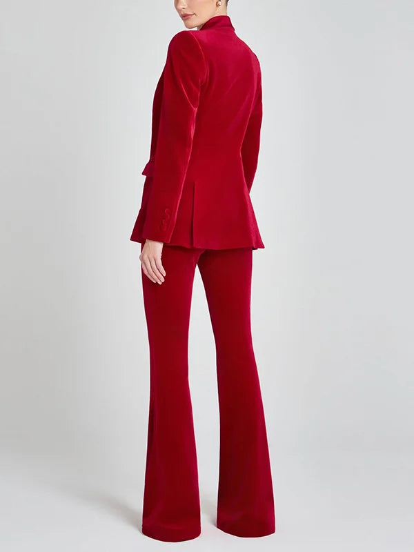 Ivano Milano™ | Blazer in Velluto Rosso con Revers a Picco