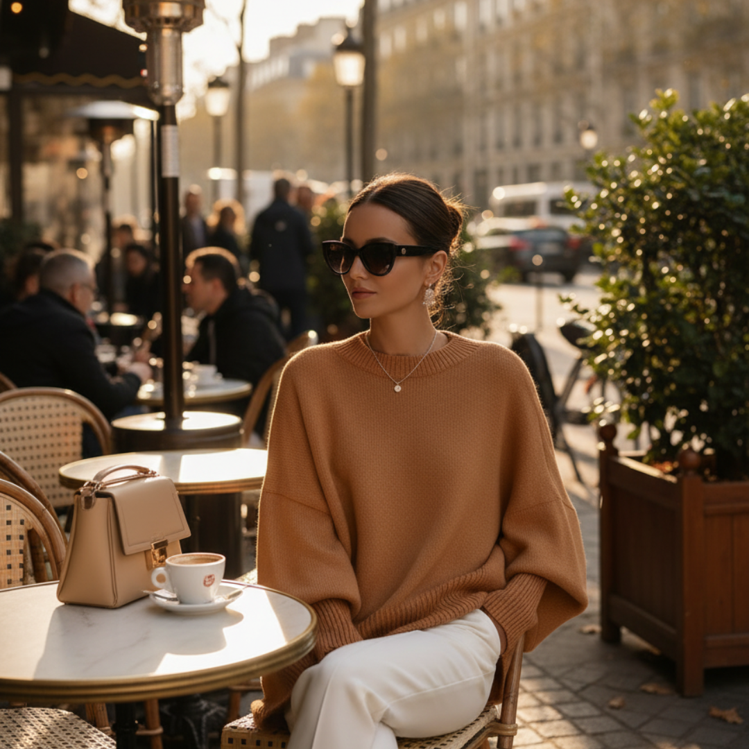 Chiara™ | Maglione Poncho Beige Morbido e Raffinato