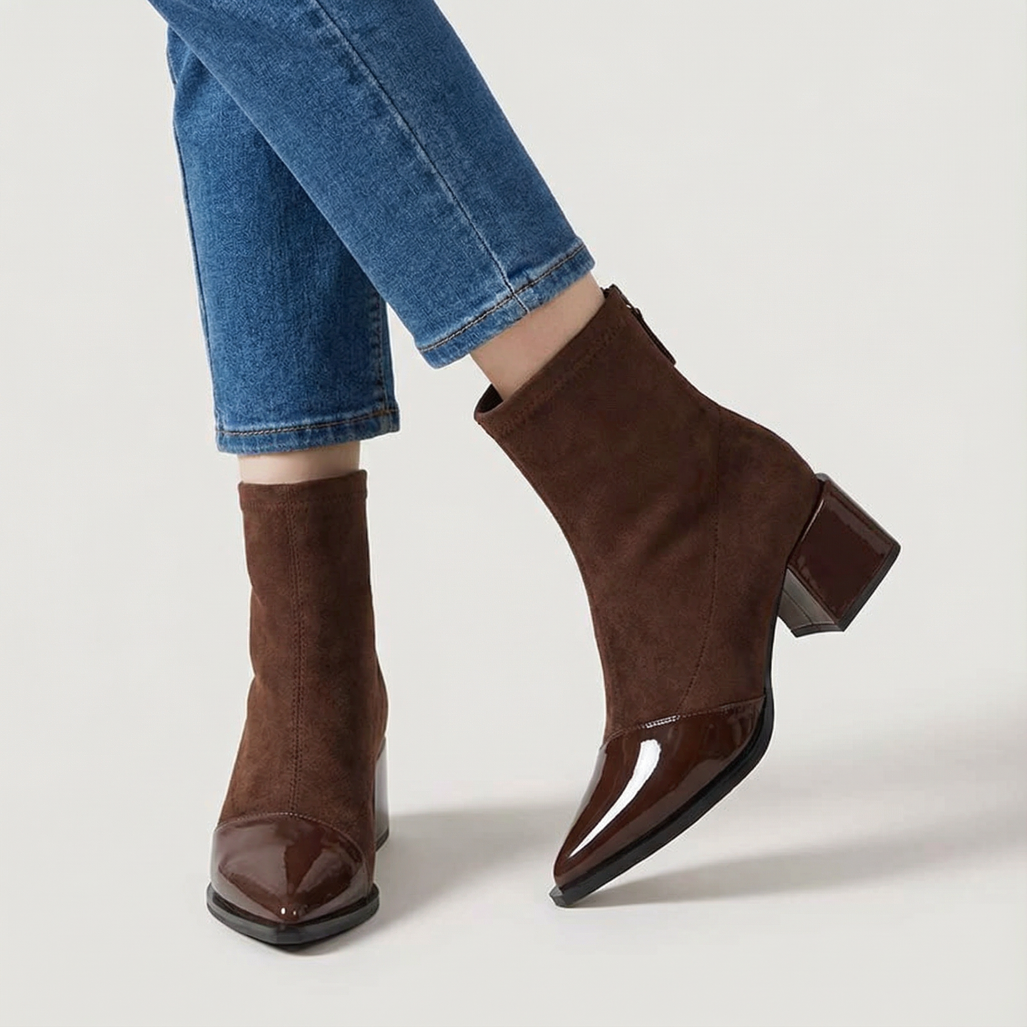 Elvira | Stivaletti Eleganti in Suede con Punta Lucida - Ivano.