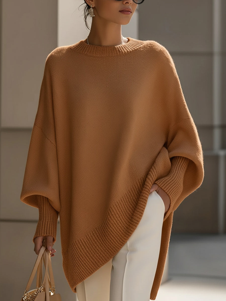 Chiara™ | Maglione Poncho Beige Morbido e Raffinato