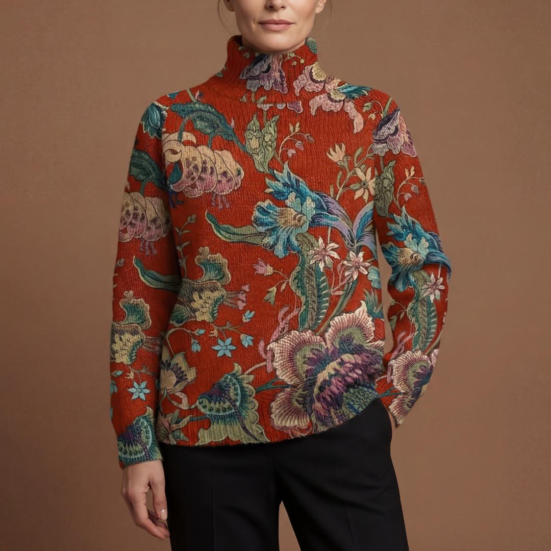 Ravena | Maglione Invernale a Collo Alto con Motivo Floreale - Ivano.