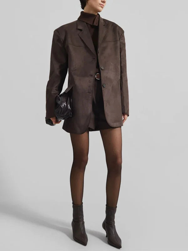 Ivano Milano™ | Blazer Marrone in Suede Oversize