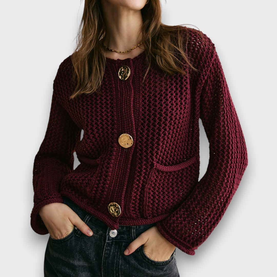 Jessa – Cardigan in Rosso Borgogna - Ivano.