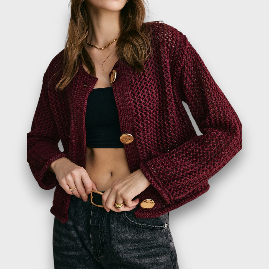 Jessa – Cardigan in Rosso Borgogna - Ivano.