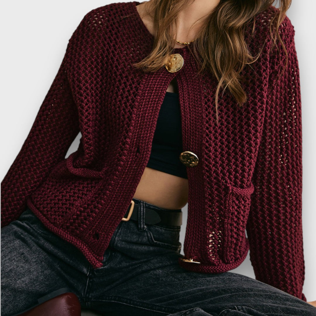 Jessa – Cardigan in Rosso Borgogna - Ivano.
