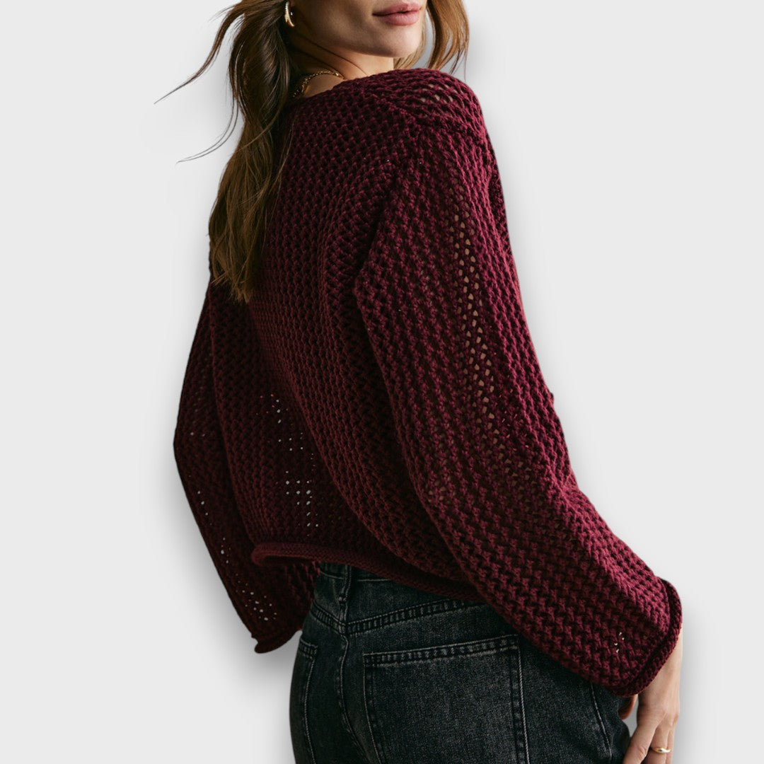 Jessa – Cardigan in Rosso Borgogna - Ivano.