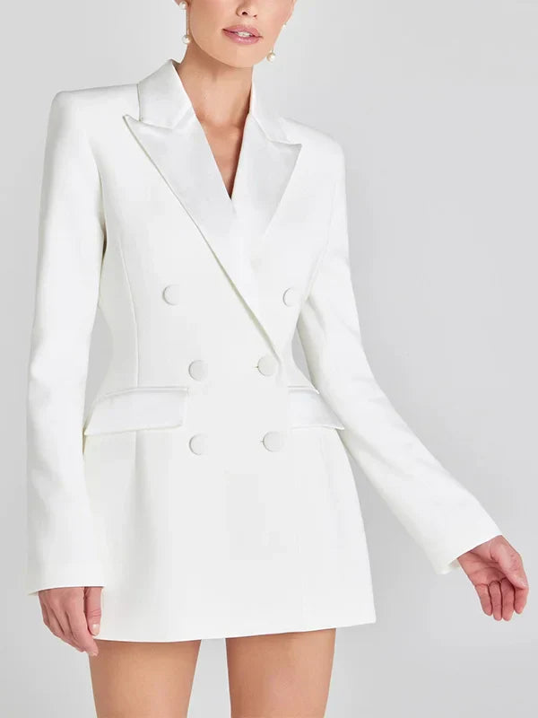 Ivano Milano™ | Blazer Bianco Doppiopetto in Raso