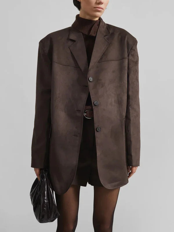 Ivano Milano™ | Blazer Marrone in Suede Oversize