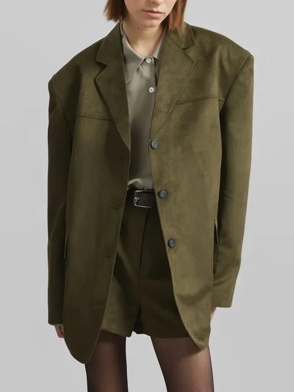 Ivano Milano™ | Blazer Oversize in Suede Verde Militare