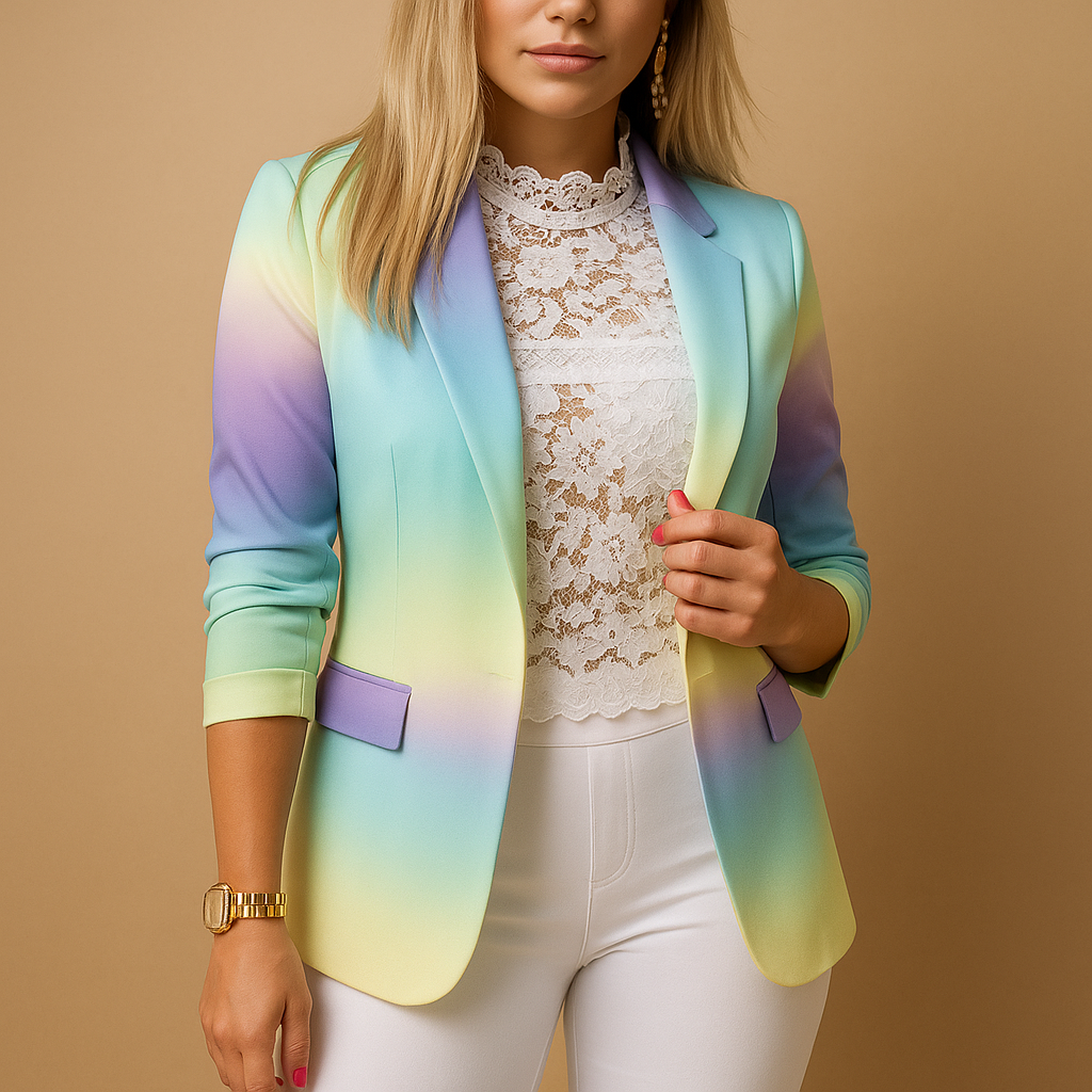 Ivano Milano™ | Blazer elegante da donna con stampa vivace e colletto a scialle | Nienke