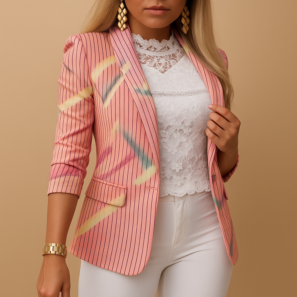 Ivano Milano™ | Blazer elegante da donna con stampa vivace e colletto a scialle | Nienke
