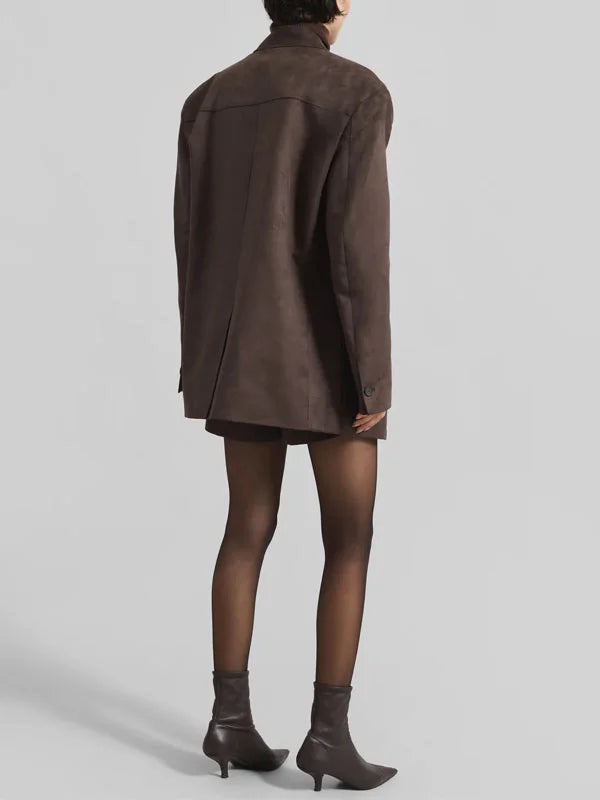 Ivano Milano™ | Blazer Marrone in Suede Oversize