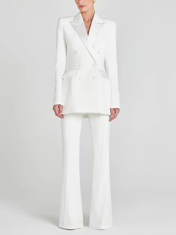 Ivano Milano™ | Blazer Bianco Doppiopetto in Raso