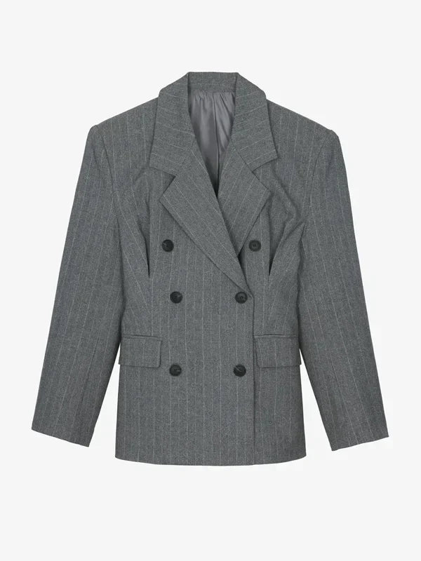 Ivano Milano™ | Blazer Grigio Striato con Cintura