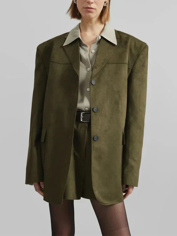 Ivano Milano™ | Blazer Oversize in Suede Verde Militare