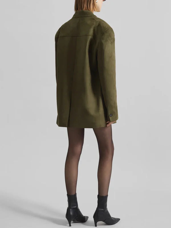 Ivano Milano™ | Blazer Oversize in Suede Verde Militare