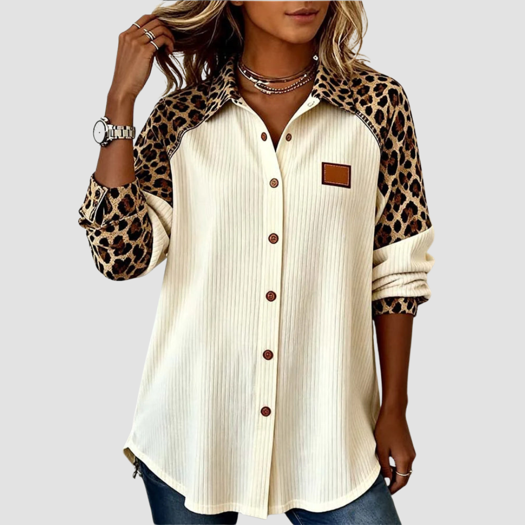 Alessia – Camicia Leopardata Button-Down Elegante