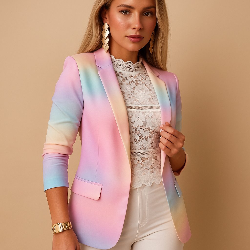 Ivano Milano™ | Blazer elegante da donna con stampa vivace e colletto a scialle | Nienke