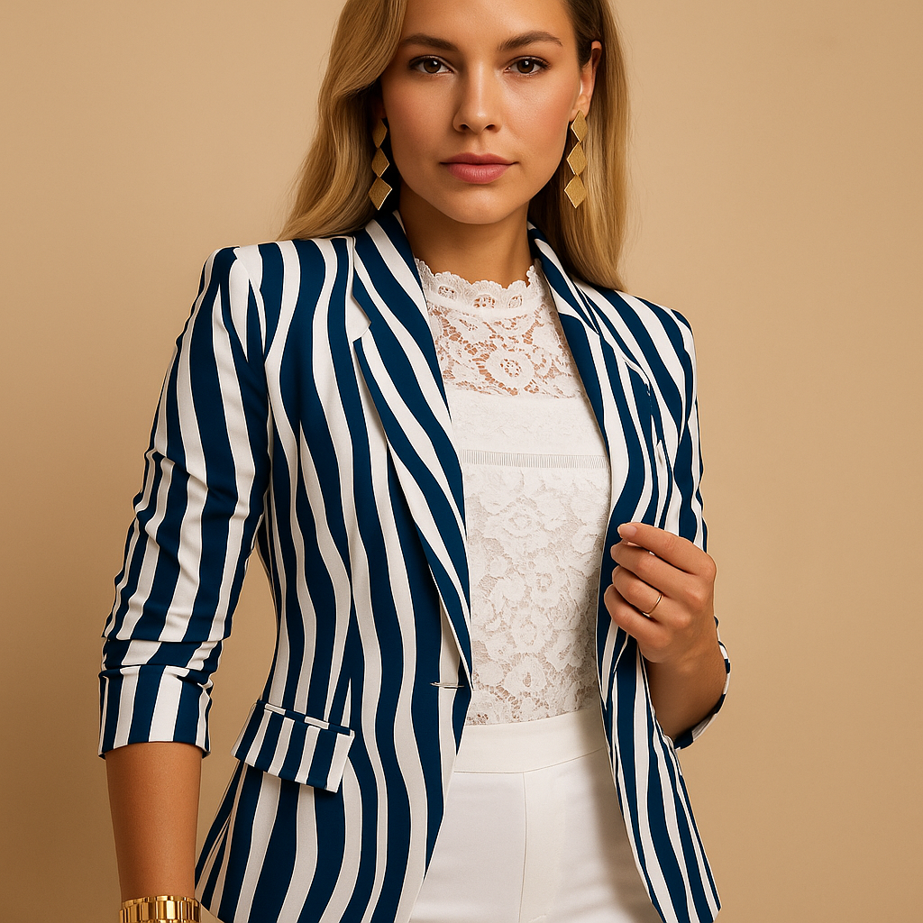 Ivano Milano™ | Blazer elegante da donna con stampa vivace e colletto a scialle | Nienke
