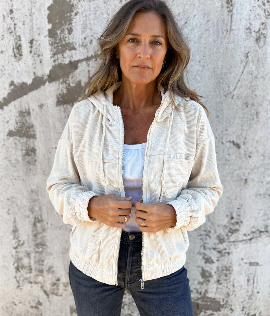 Danna™ | Giacca in velluto a coste con cappuccio e zip