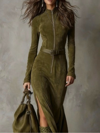 Alessia | Abito lungo scamosciato - Ivano.